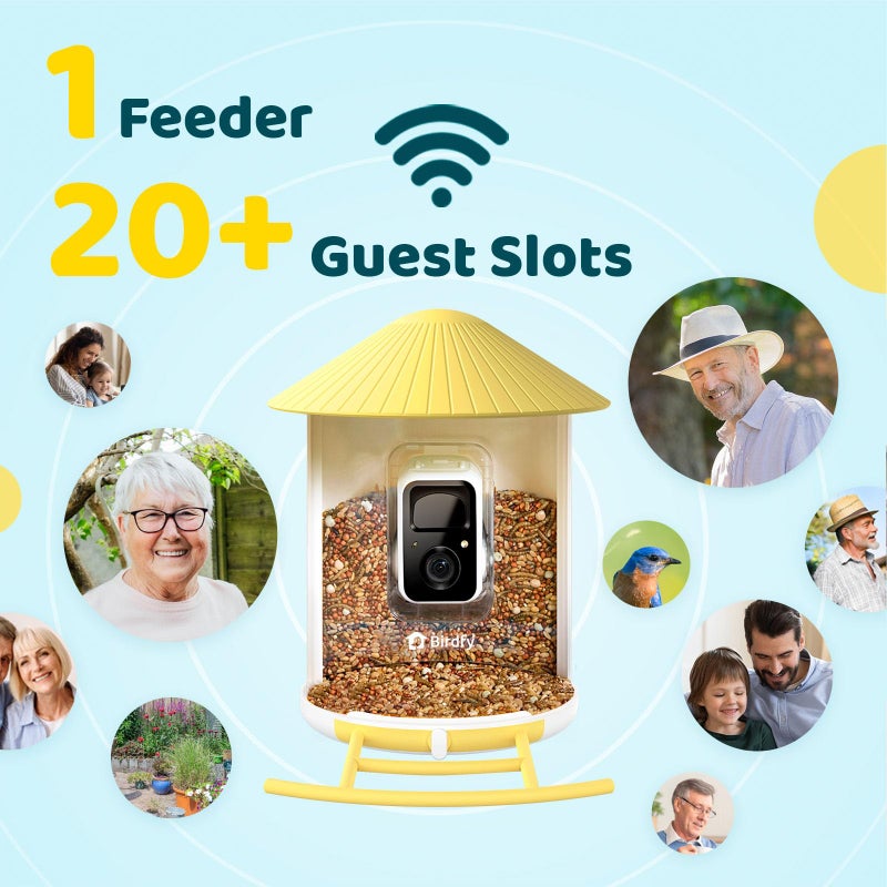 NETVUE by Birdfy AI Smart Bird Feeder with Camera Solar Powered  AI Auto Capture Each Bird Come & Identify 6000+ Bird Species  Cloud Store Bird Videos & Birdwatching On Live  Ideal Gift(Yellow) - Image 4